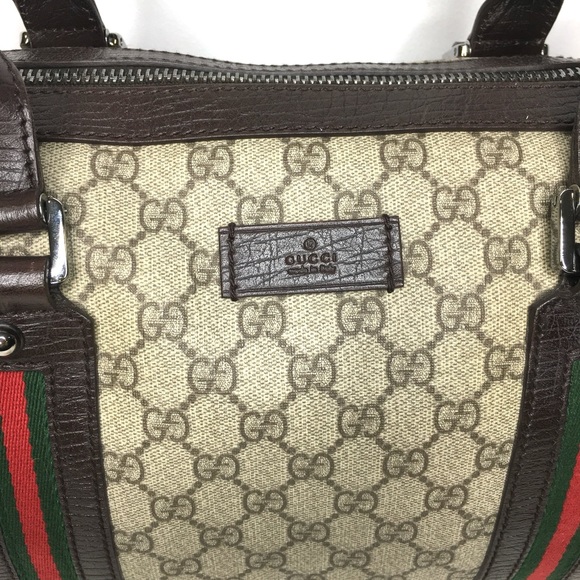 Gucci authentic brown monogram coated canvas unisex travel bag - Picture 5 of 15